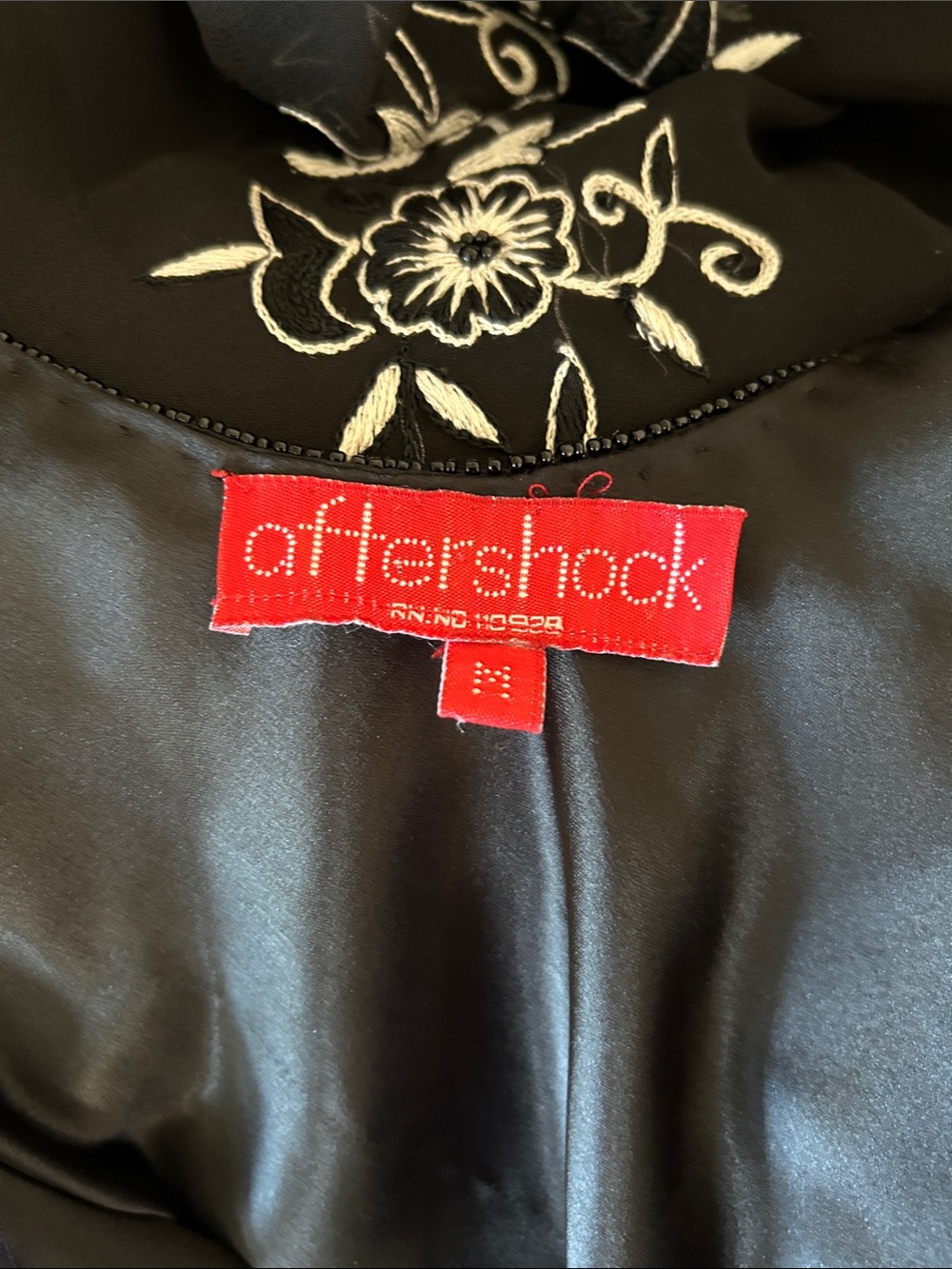 Aftershock London Vintage Beaded Black and White Silk Cocktail Dress size M - Picture 14 of 15